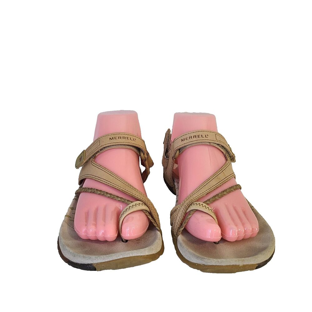 Merrell Siena Tan Leather Strappy Sandals Womens 7 Boho Gorpcore Hiking Granola - Picture 4 of 8